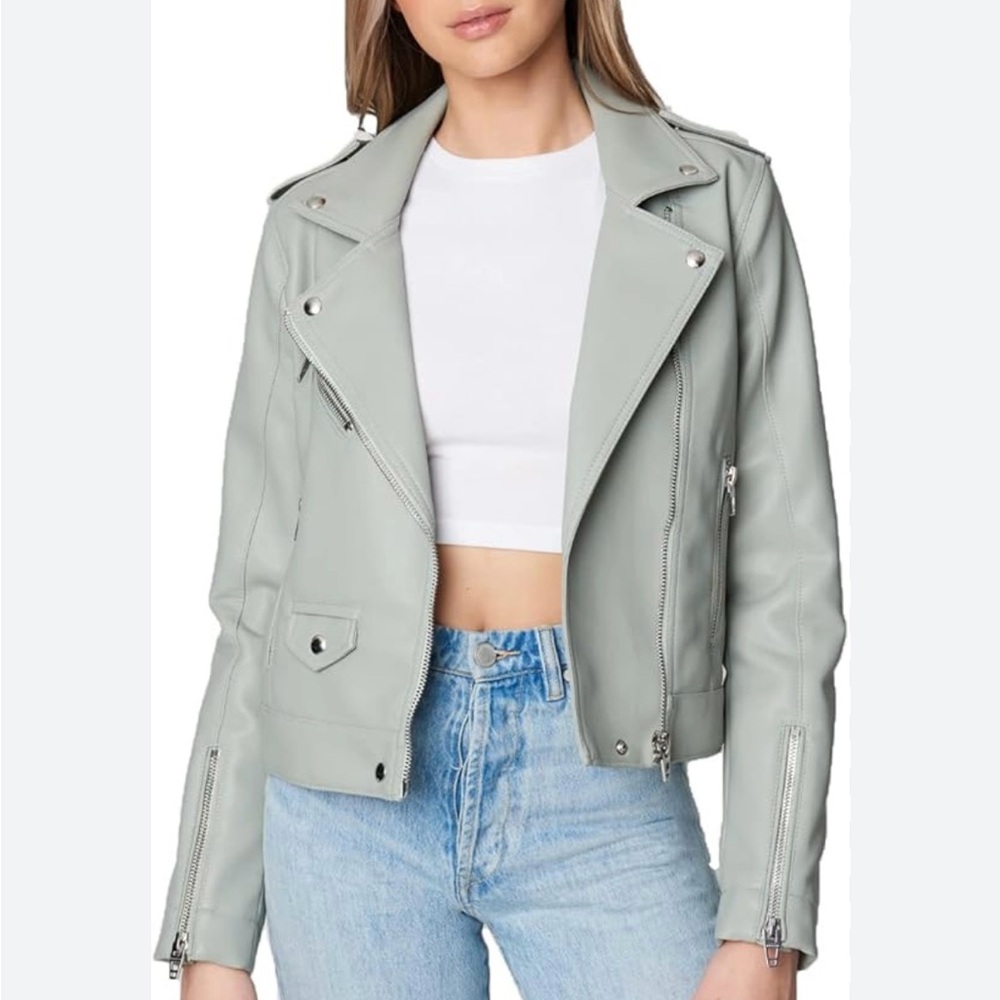 Blank NYC Light Gray Leather Jacket